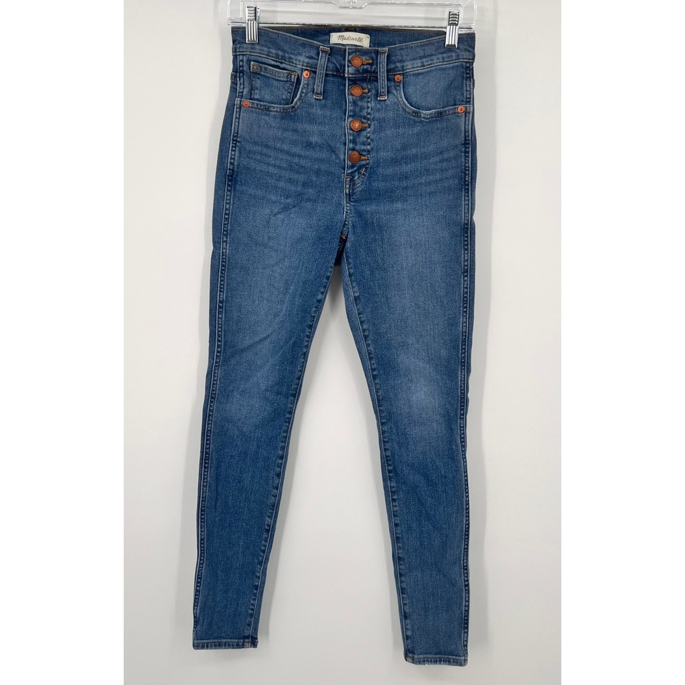 Madewell 10 High-Rise Skinny Jeans Button Fly Blue Denim Size‎ 27